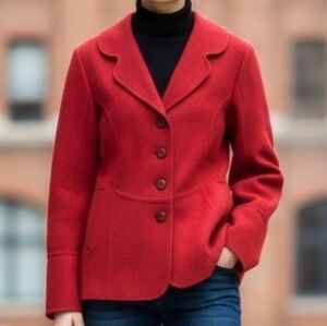 Vintage Geiger Red Women's Pure Wool Jacket || Red Wool Blazer